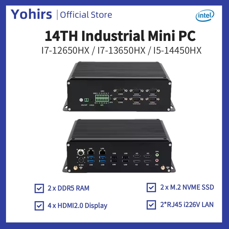 Fanless Industrial Pc Rs485 Core I7 - 14-й промышленный мини-ПК i5-14450HX i7-13650HX 12650HX