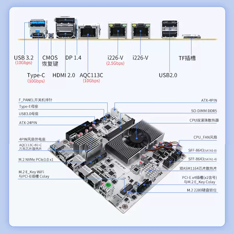 Nas Motherboard 8 Sata Mini Itx - Материнская плата для NAS на 8