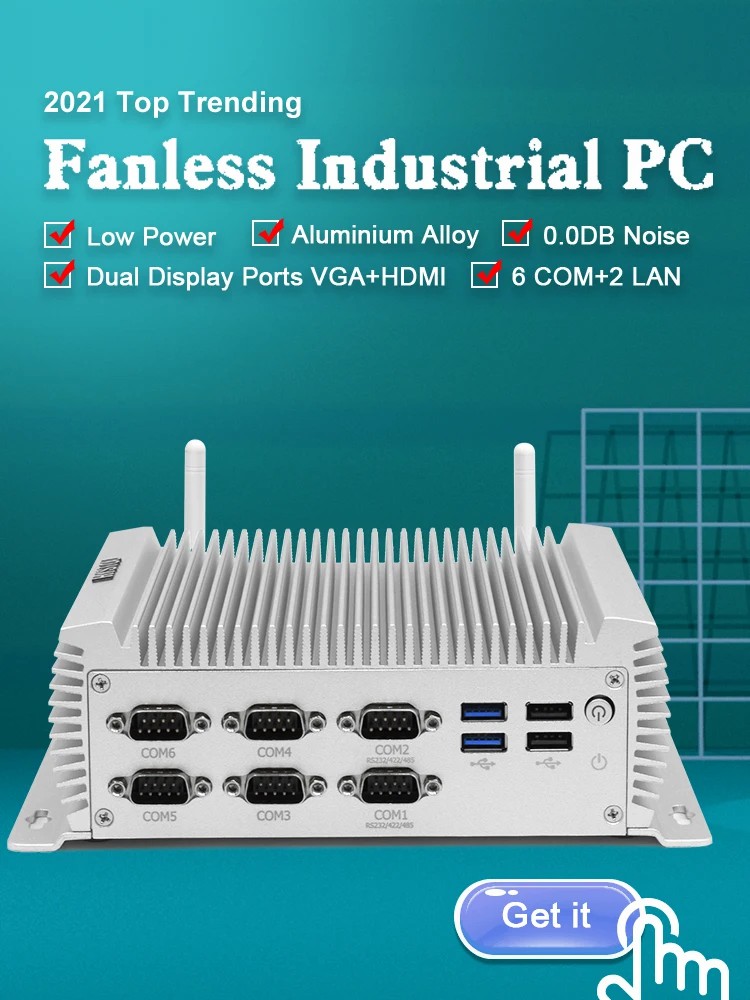 Промышленный безвентиляторный  – обзор и цена Fanless Industrial Pc Rs485 Core I7