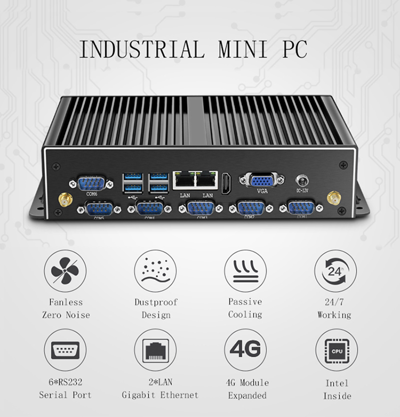 Промышленный безвентиляторный  – обзор и цена Fanless Industrial Pc Rs485 Core I7